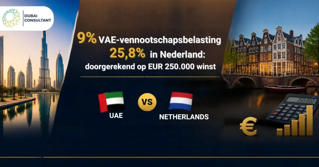 Vennootschapsbelasting VAE vs Nederland: EUR 250.000 winst